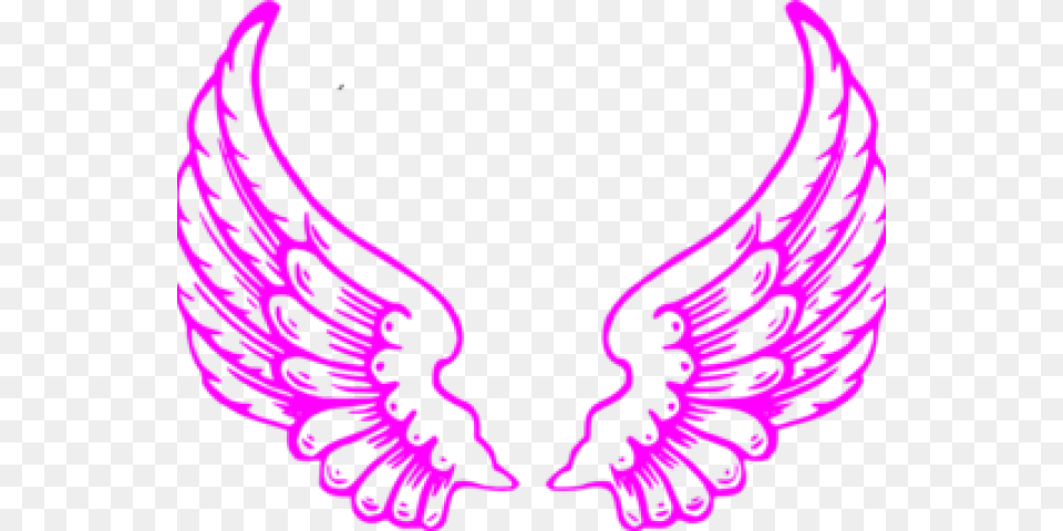 Victoria Secret Pink Logo Angel Wings Side View Drawing, Accessories, Jewelry, Necklace, Purple Free Png Download
