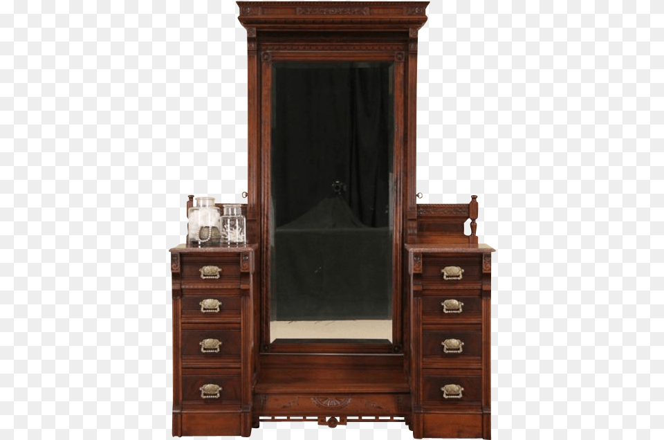 Victorian Eastlake Marble Top 1880 Antique Dressing Lowboy, Cabinet, Furniture, Dresser Free Png