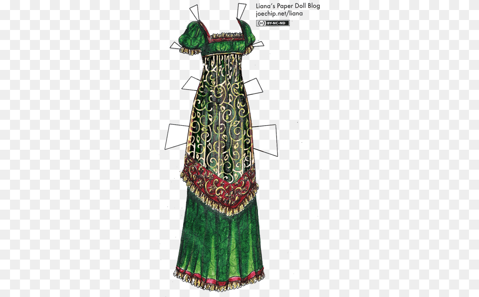 Victorian Fashion Vintage Outfits Forest Green Dress With Gold Trim, Clothing, Costume, Person, Formal Wear Png Image