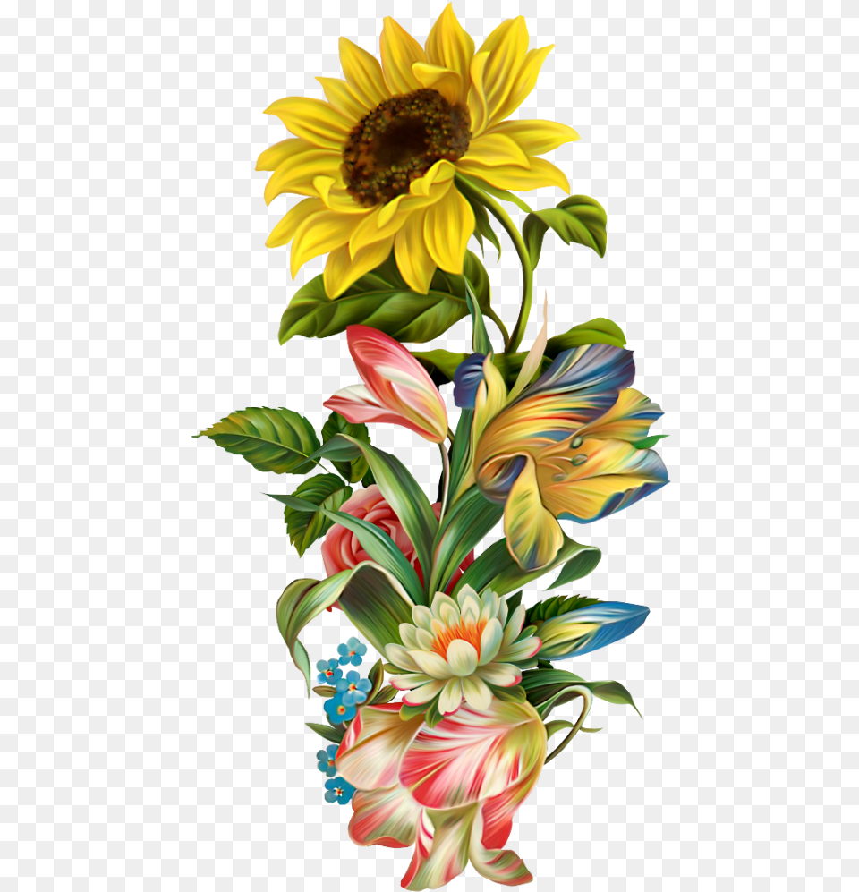 Victorian Flowers Bunt Sunflower Art Sunflower Clipart Sunflower Art, Floral Design, Flower, Flower Arrangement, Flower Bouquet Free Png Download