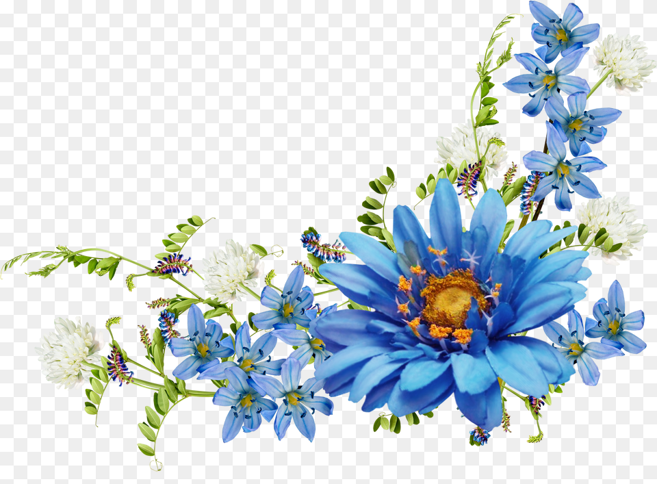 Victorian Flowers Vintage Blue Small Blue Flower Border Free Transparent Png
