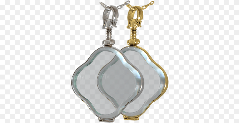 Victorian Glass Clover Locket Shown In Silver And Gold Silver, Accessories, Earring, Jewelry, Smoke Pipe Free Png Download
