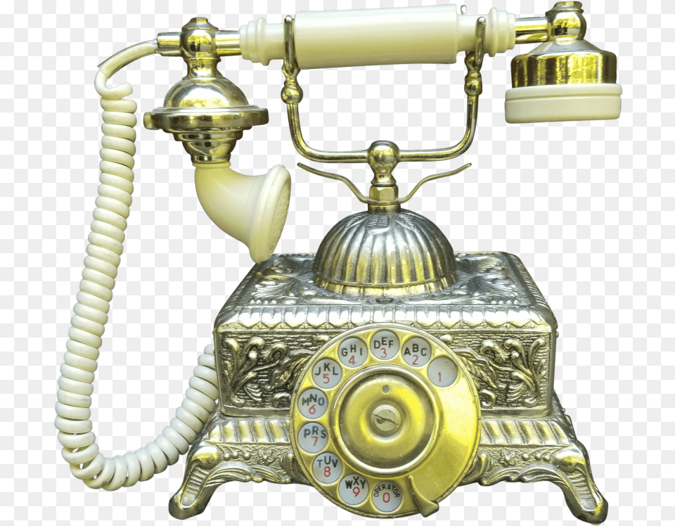 Victorian Gold Telephone Corded Phone, Electronics, Dial Telephone, Machine, Wheel Free Png