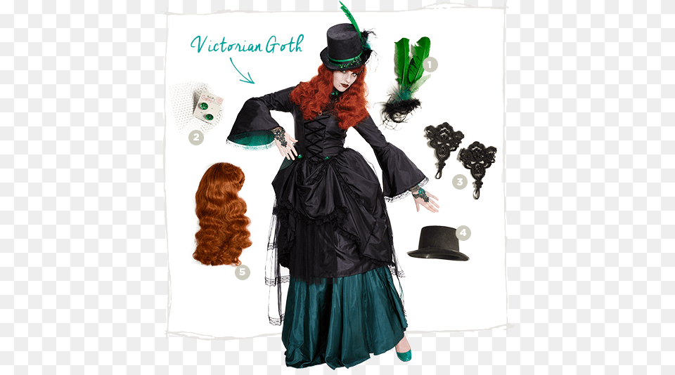 Victorian Goth Costume Costume, Adult, Person, Female, Clothing Free Png