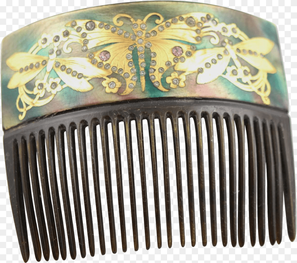 Victorian Hair Comb With Inlay Of 18k Gold Butterfly Coffee Table Png Image