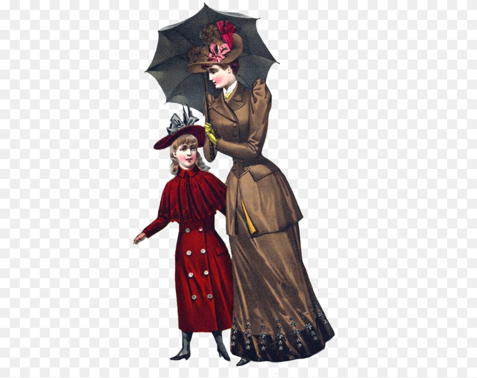 Victorian Lady And Young Daughter Victorian Ladies, Clothing, Coat, Costume, Person Png