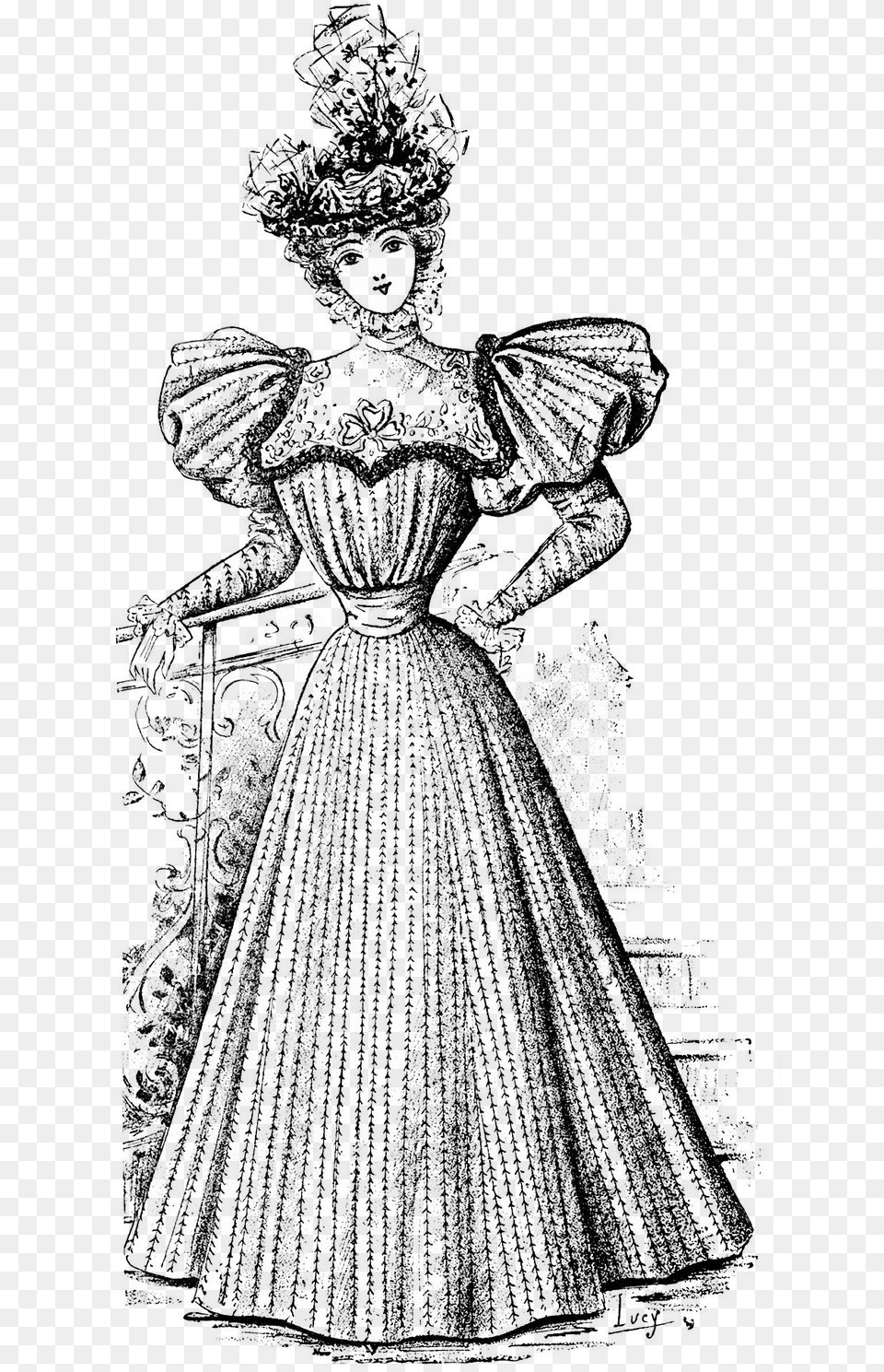 Victorian Lady Clip Art, Gray Png Image