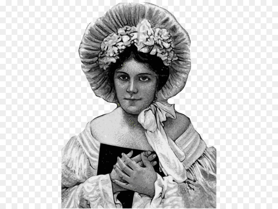 Victorian Lady Illustration Vintage Face, Hat, Bonnet, Clothing, Wedding Free Png