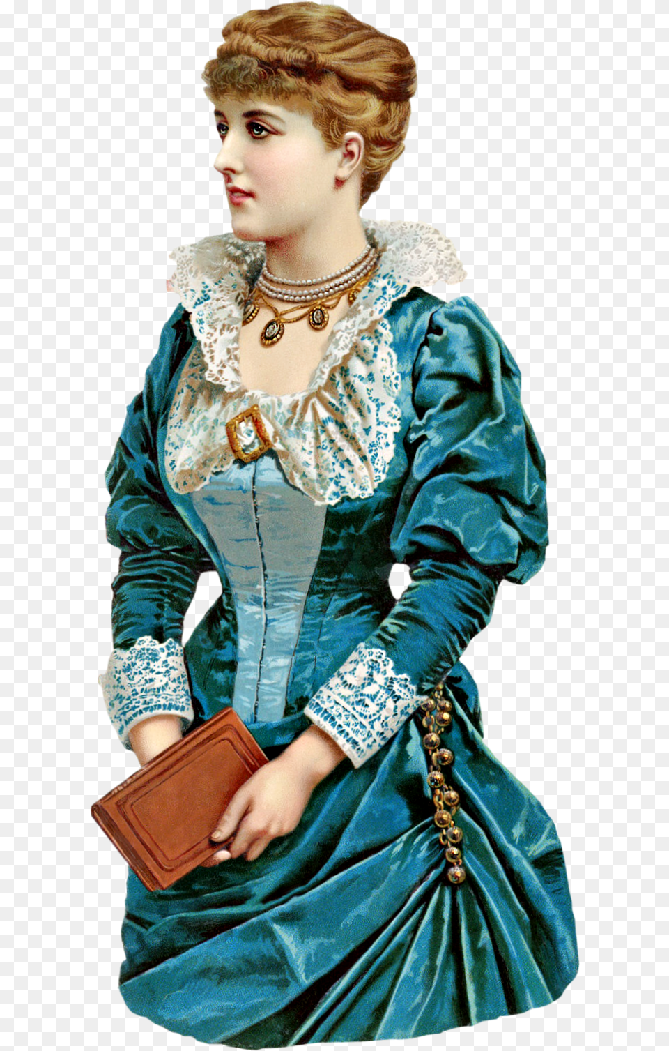Victorian Lady In Blue Clipart Victorian Era Victorian Blue Dress, Accessories, Person, Bag, Handbag Free Transparent Png