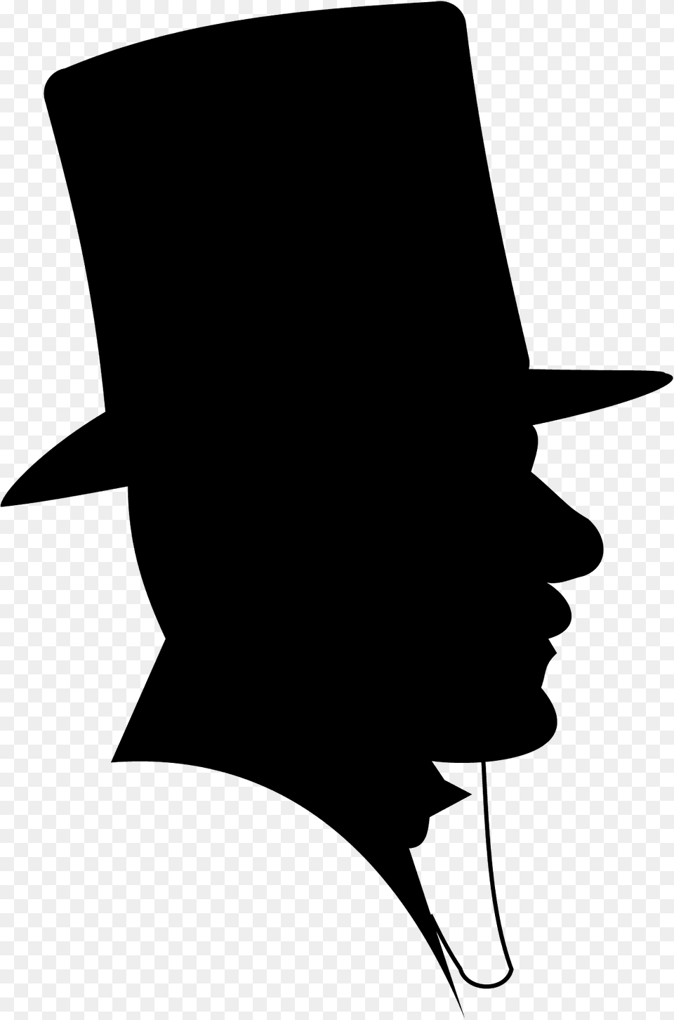 Victorian Man In Top Hat Profile Silhouette, Clothing, Person, Face, Head Free Png Download