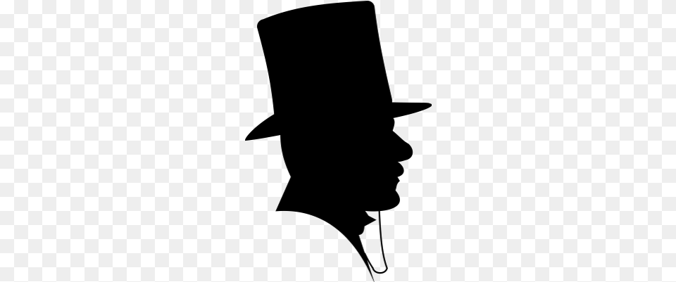 Victorian Man Top Hat Stickpng Silueta De Hombre Con Sombrero De Copa, Gray Png