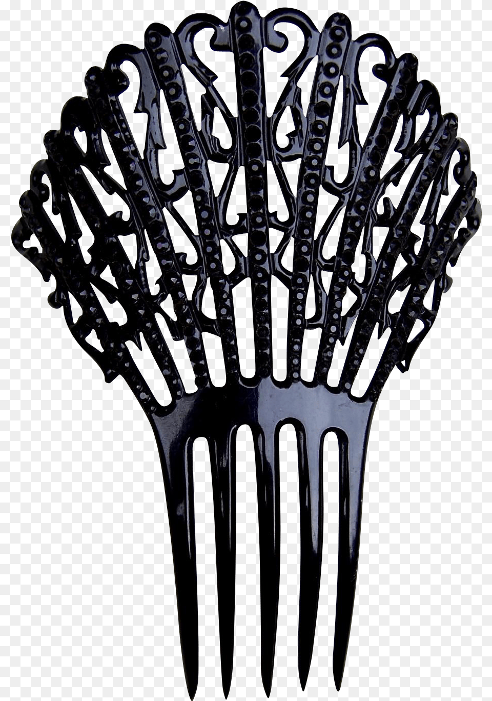 Victorian Mourning Hair Comb Black Celluloid French, Cutlery, Fork Free Transparent Png