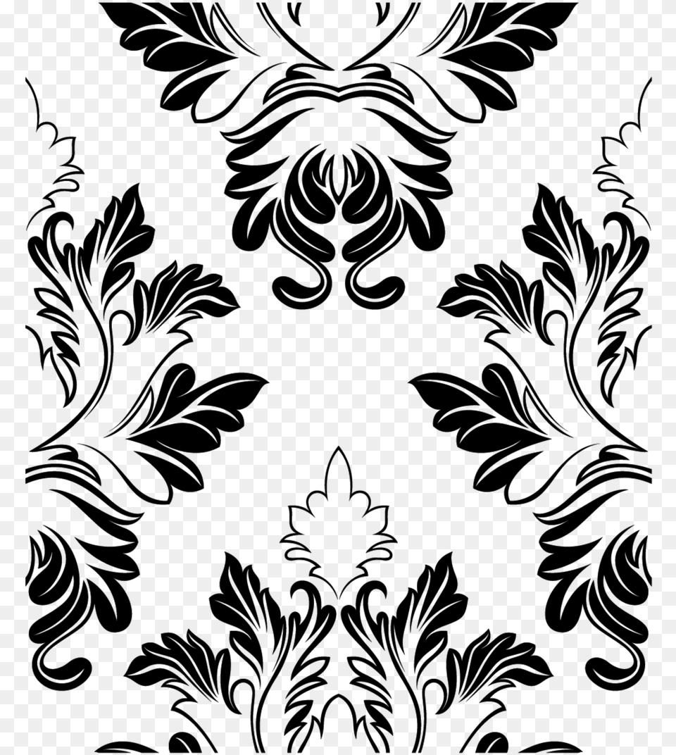 Victorian Pattern Floral Photo, Gray Png Image