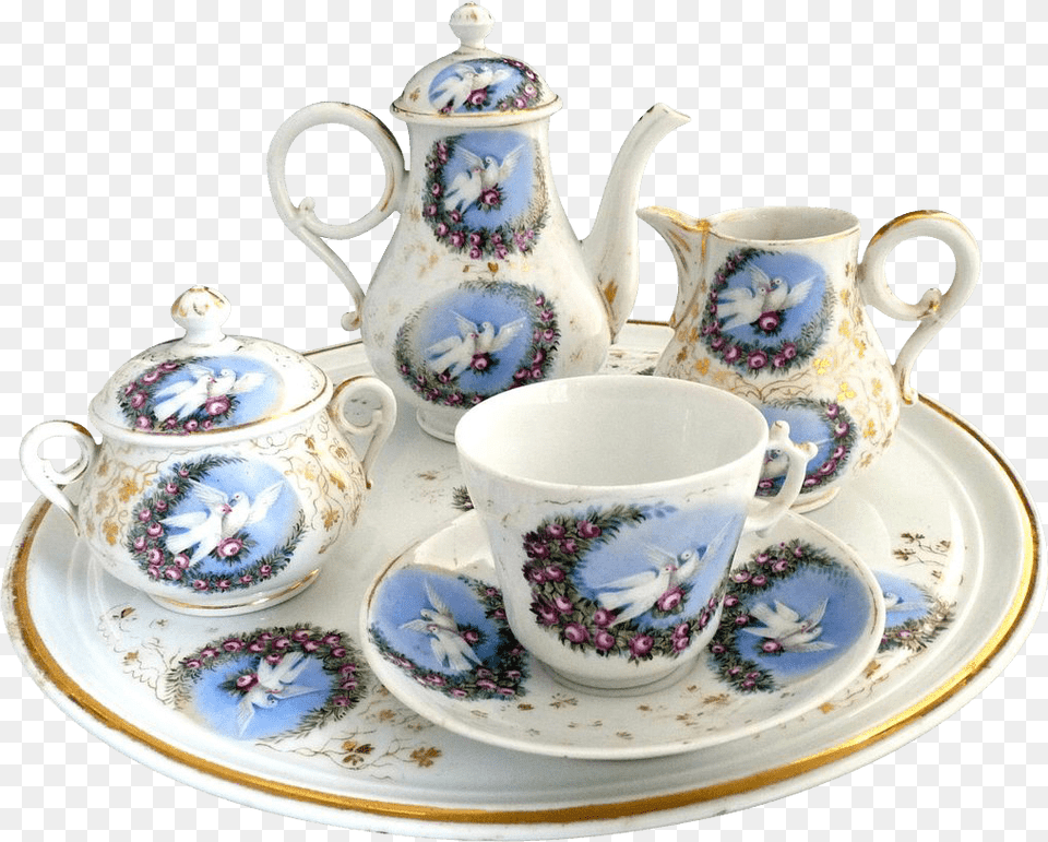 Victorian Porcelain Tea Set Clip Arts Tea Set Transparent Background, Art, Pottery, Saucer, Cup Free Png Download