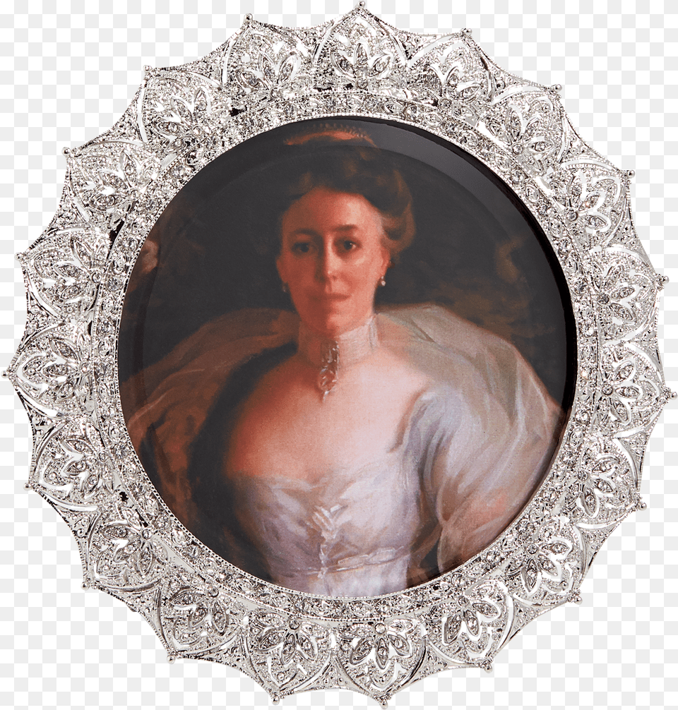Victorian Round Silver Frame Picture Frame, Art, Painting, Woman, Adult Free Png