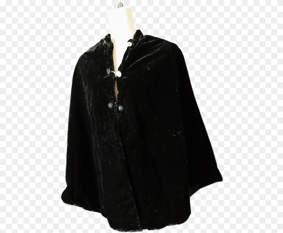 Victorian Velvet Mourning Cape Black Velvet Silk Cape, Clothing, Fashion, Coat, Cloak Png Image