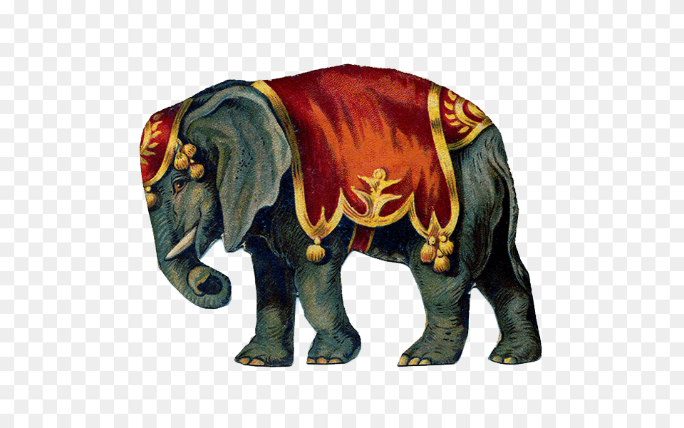 Victorian Vintage Circus Elephant, Animal, Mammal, Wildlife Png
