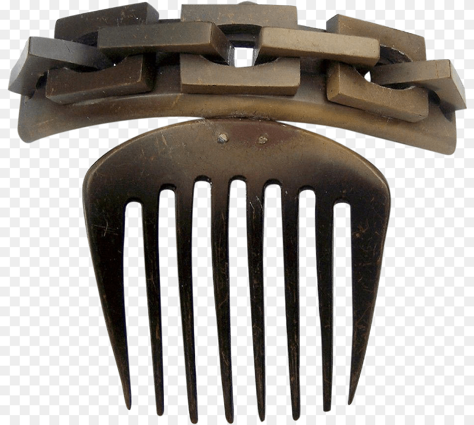 Victorian Vulcanite Hair Comb Hinged Chain Link Design Rake, Accessories Free Png