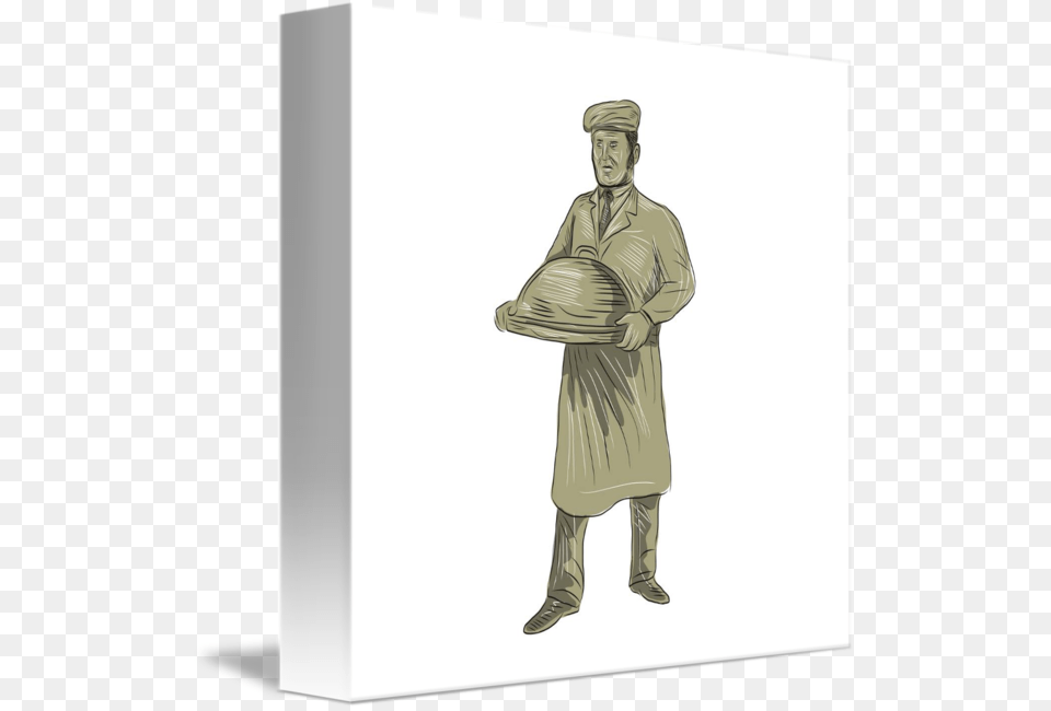 Victorian Waiter Serving Food Platter Drawing By Aloysius Sketch Of Person Serving Food, Art, Adult, Man, Male Free Transparent Png
