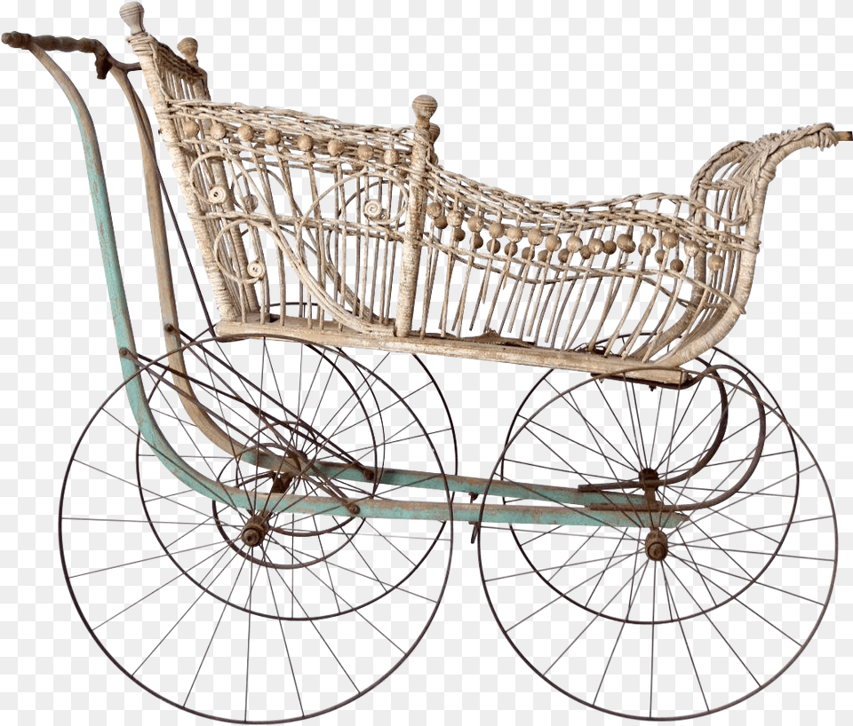 Victorian Wicker Carriage Solid, Machine, Wheel, Furniture, Transportation Free Png Download