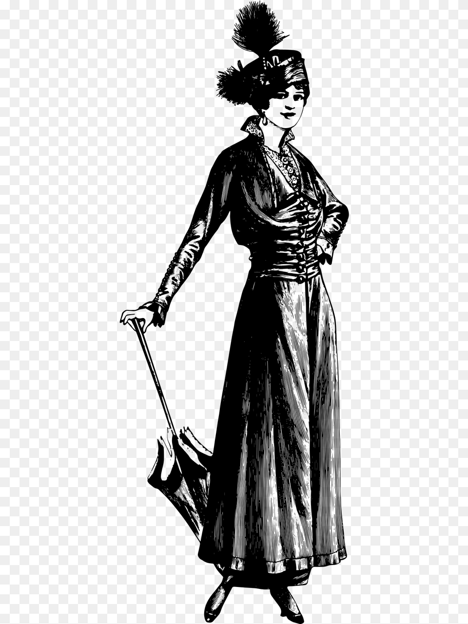 Victorian Woman Retro Woman Illustration, Gray Free Transparent Png