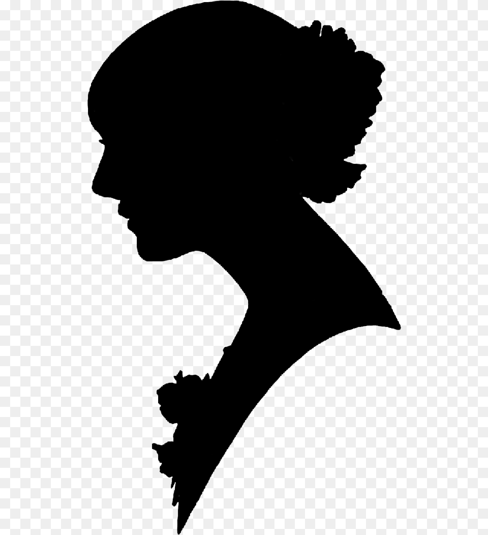 Victorian Woman Silhouette, Gray Png Image