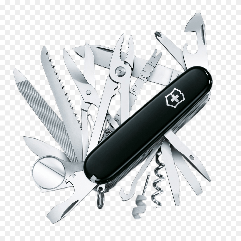 Victorinox Black Swiss Army Knife All Tools, Cutlery, Blade, Device, Weapon Png
