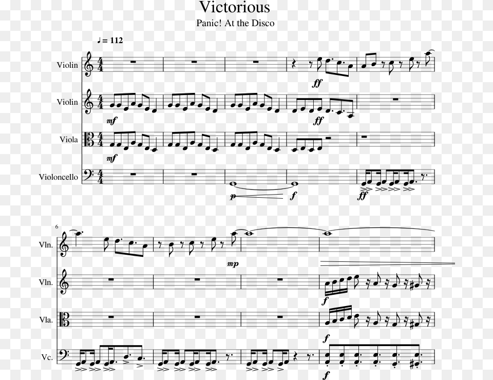 Victorious Sheet Music 1 Of 7 Pages Victorious Violin Sheet Music, Gray Free Transparent Png