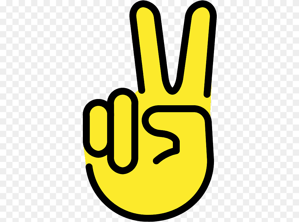 Victory Hand Emoji Clipart Emoji, Logo, Cutlery, Fork, Body Part Png