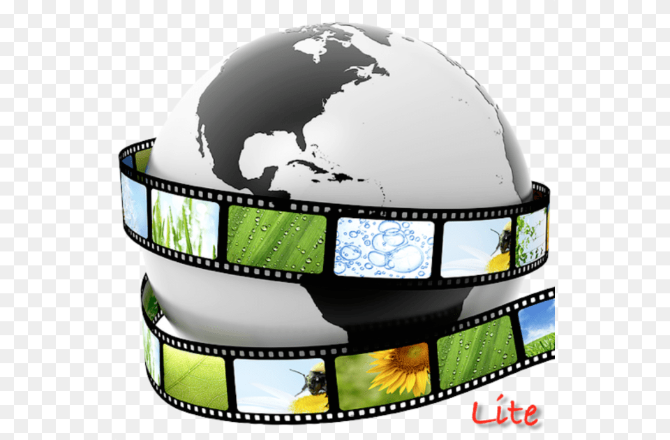 Video Effects Film Strip Around Globe, Helmet, Clothing, Hardhat Free Png Download