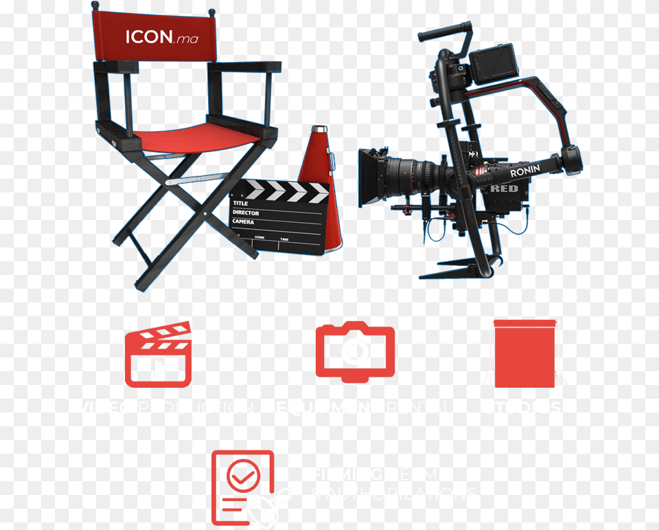 Video Production Company In Morocco Camera Crew Iconma Dji Ronin 2 Red, Crossbow, Weapon, Clapperboard, Chair Png Image