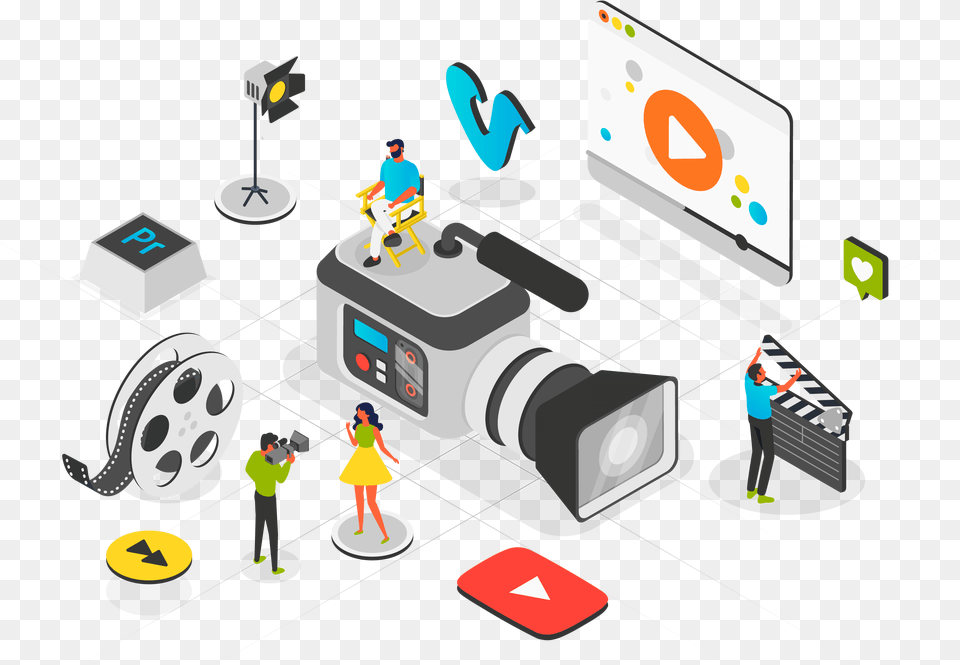 Video Production Illustration, Person, Electronics, Computer Hardware, Hardware Free Png