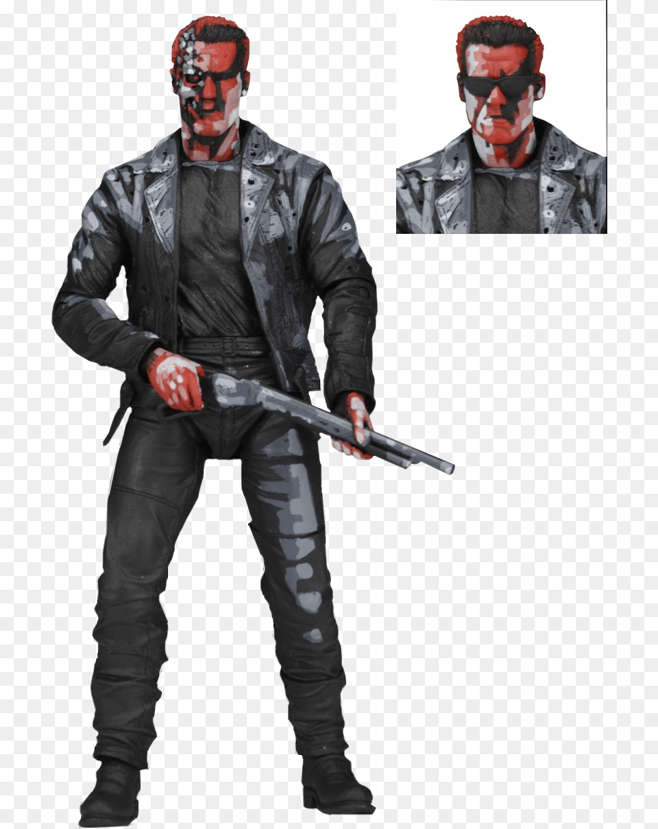 Video Terminator 2 Neca Video Game, Clothing, Coat, Jacket, Adult Png Image