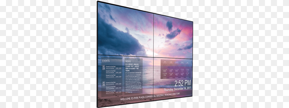 Video Wall Gallery Of Touchsource Flat Panel Display, Advertisement, Sky, Screen, Poster Png Image