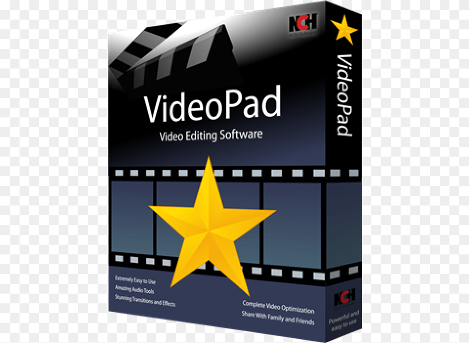 Videopad Video Editor Logo, Symbol, Scoreboard, Star Symbol, Advertisement Free Transparent Png