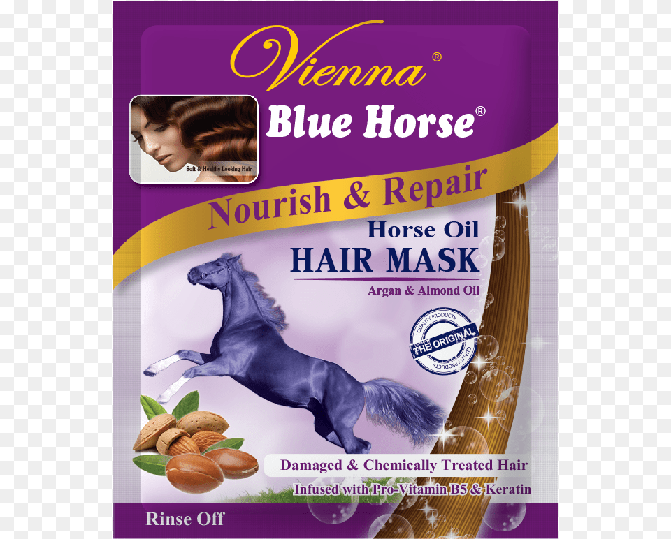 Vienna Blue Horse Hair Mask Nourish Amp Repair Hair, Advertisement, Poster, Adult, Person Png Image
