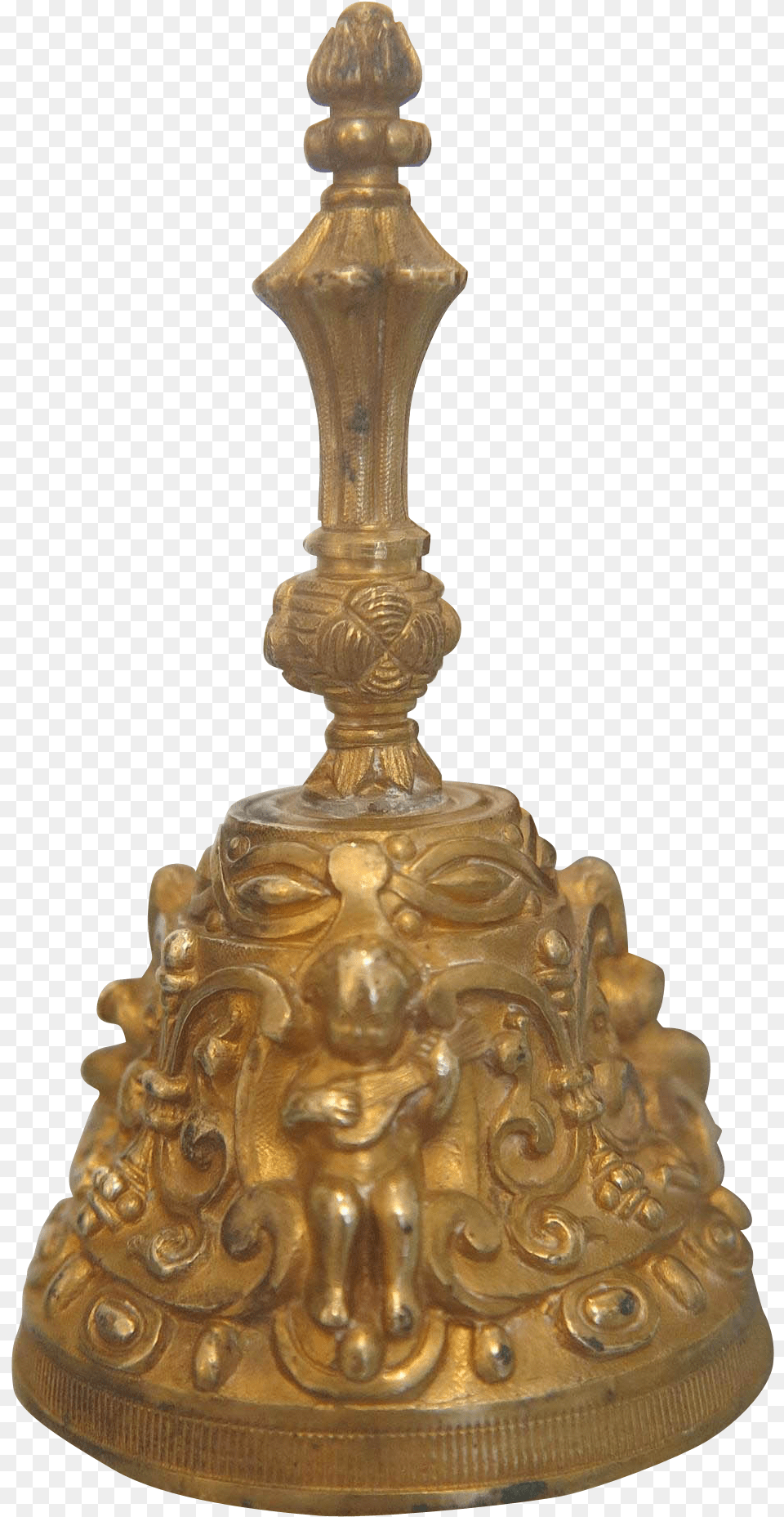 Vienna Gilt Bronze Dinner Bell Turn Of 20th Century Antique, Festival, Hanukkah Menorah, Person Free Png