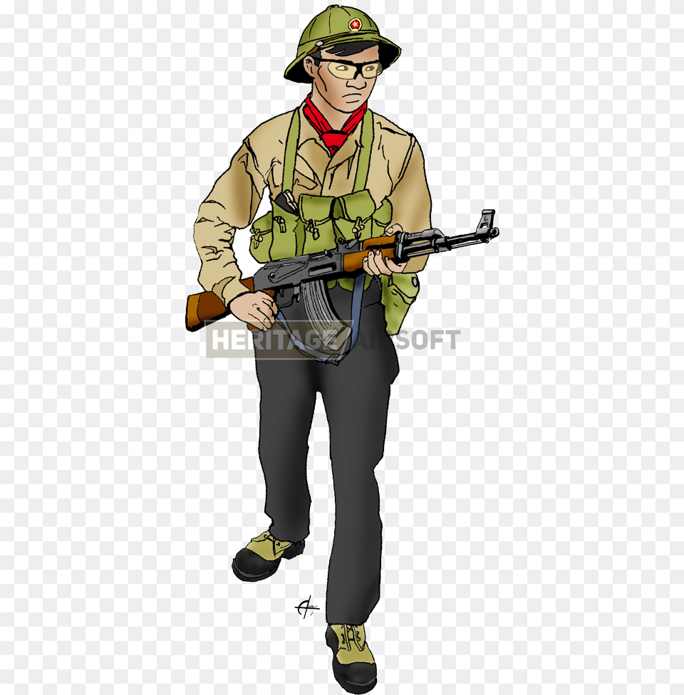 Viet Cong Soldier Cartoon, Weapon, Rifle, Firearm, Gun Png