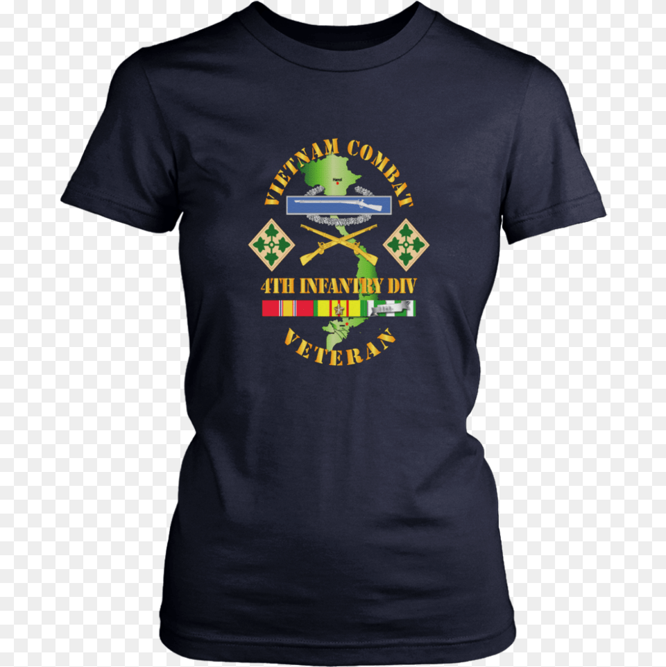 Vietnam Combat Infantry Veteran W 4th Inf Div Ssi V1 Womens Designer T Shirts, Clothing, Shirt, T-shirt Free Png Download