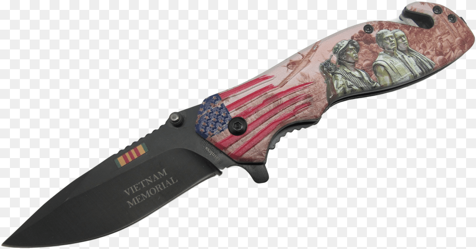 Vietnam Memorial Spring Assisted Collectible Folding Knife, Blade, Dagger, Weapon, Person Free Transparent Png
