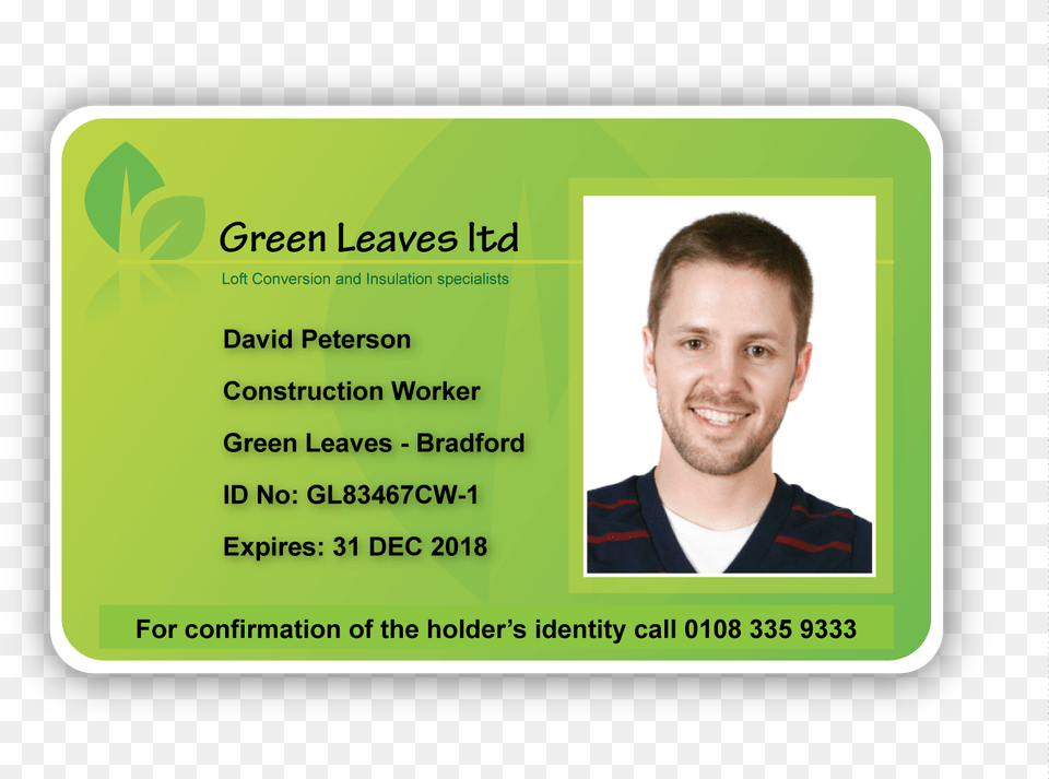 View Larger Image Colourful Green Leaves Id Card Sample Work Id Card Sample, Adult, Person, Man, Male Free Transparent Png