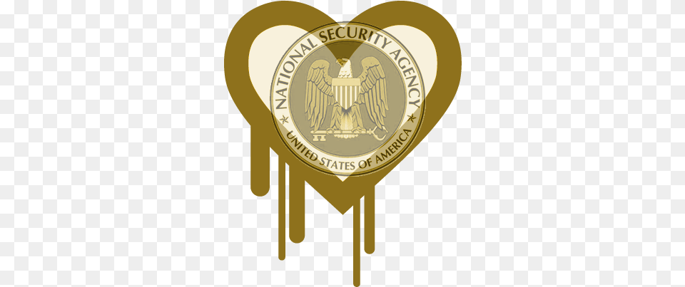View Larger Image Heartbleed Nsa United States National Security Agency, Badge, Gold, Logo, Symbol Free Transparent Png