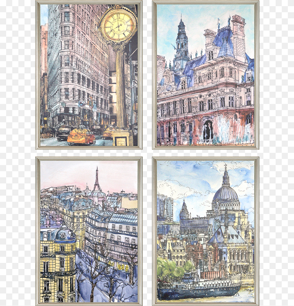 View Larger Paragon City Ii Framed Wall Art Set, Architecture, Urban, Painting, Metropolis Png Image