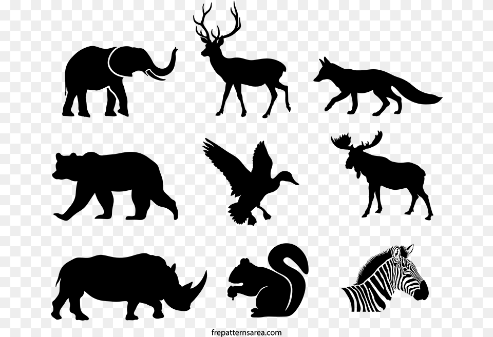 View Larger Image Wildlife Animals Silhouette Stencil Animal Stencil Printable, Gray Free Png Download