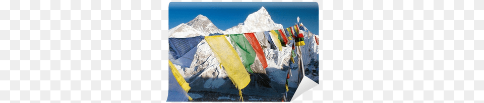 View Of Everest With Buddhist Prayer Flags From Kala Everest, Mountain, Mountain Range, Nature, Outdoors Free Transparent Png
