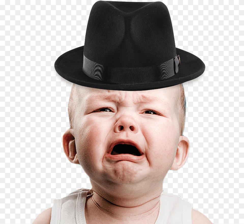 View Samegoogleiqdbsaucenao Baby Crying With Fedora, Head, Clothing, Face, Frown Png Image