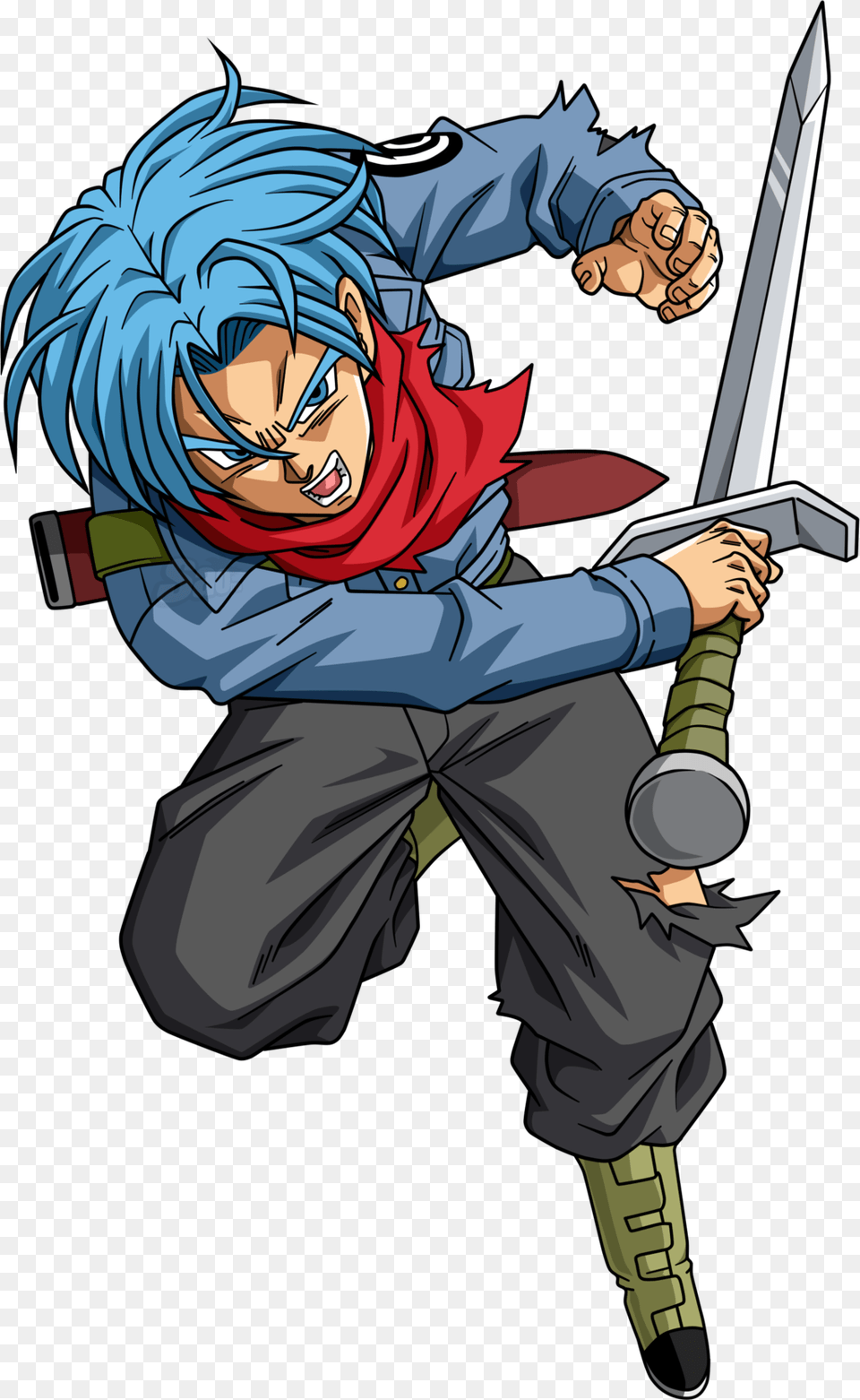 View Samegoogleiqdbsaucenao Mirai Trunks Dbs By Saodvd Daqgujp Male Characters With Blue Hair, Book, Comics, Publication, Sword Free Png