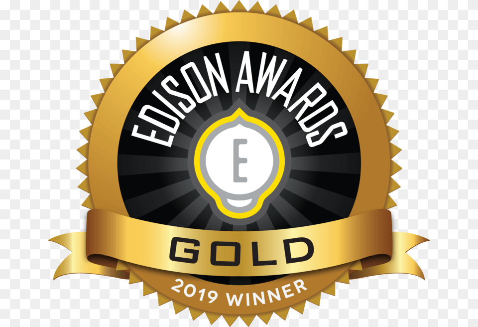 View Wins Gold Edison Award Emblem, Badge, Logo, Symbol Free Transparent Png