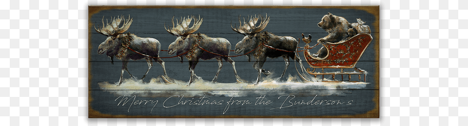 View Zoom Santa Grizzly Sleigh With Moose Sign Santa Claus, Animal, Bear, Mammal, Wildlife Png Image