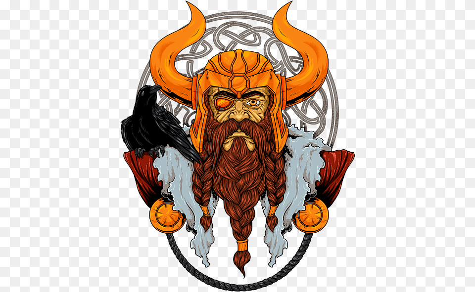 Viking God Odin Raven Warrior Valhalla Valknut Beach Sheet Supernatural Creature, Emblem, Symbol, Person, Art Png
